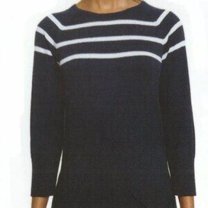 Nautica Ladies Striped Cotton Sweater Pullover Navy Size S